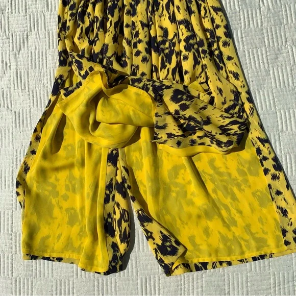 Yigal Azrouël Yellow and Navy Blue Halter Dress Size 8 - Picture 9 of 9